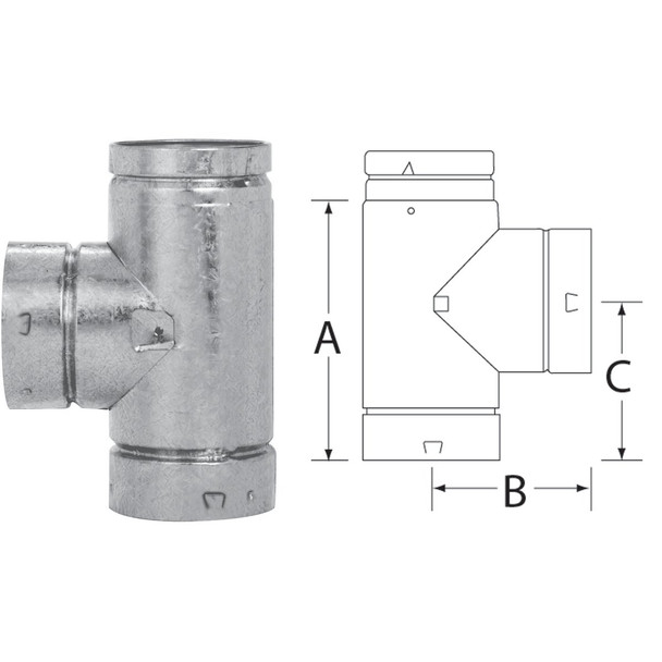 SELKIRK RV 4 In. x 8-1/2 In. x 4-3/4 In. Gas Vent Tee 104100
