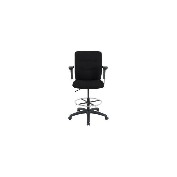 Interion Drafting Stool - Adjustable Armrests - Fabric - Black
