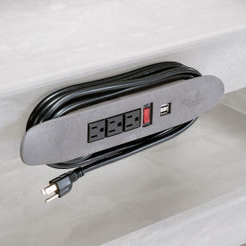 Global Industrial Power Strip for Plastic Carts w/3 Outlets 14""L x 2""W x 2""H