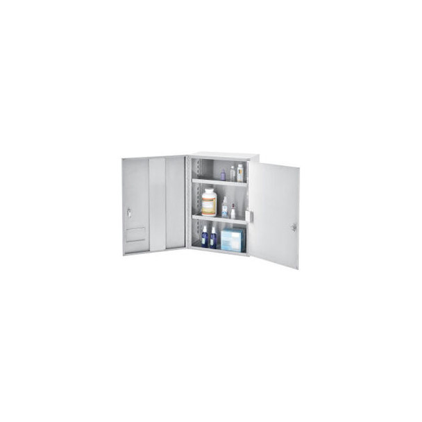 Global Industrial Stainless Steel Narcotics Cabinet W/Double Door/Double Lock 16