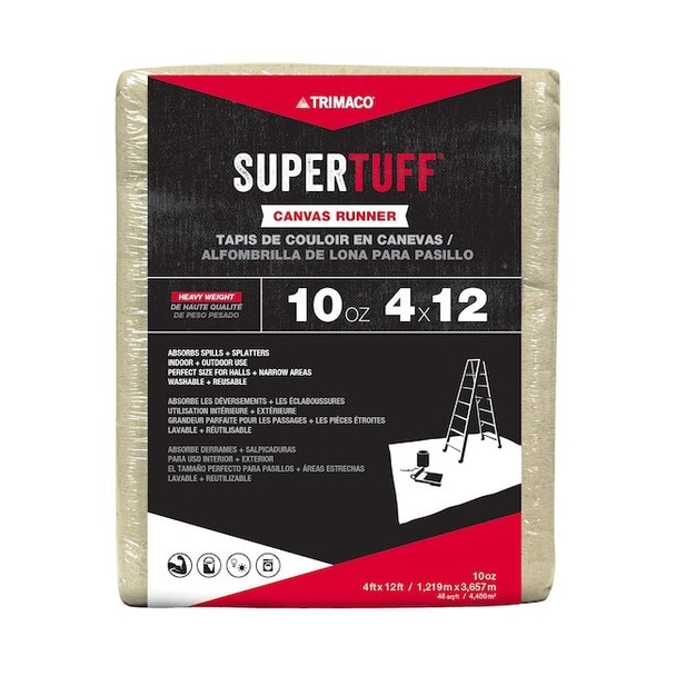 Trimaco Drop Cloth,32 mil,Cotton Canvas,12 ft L 51127