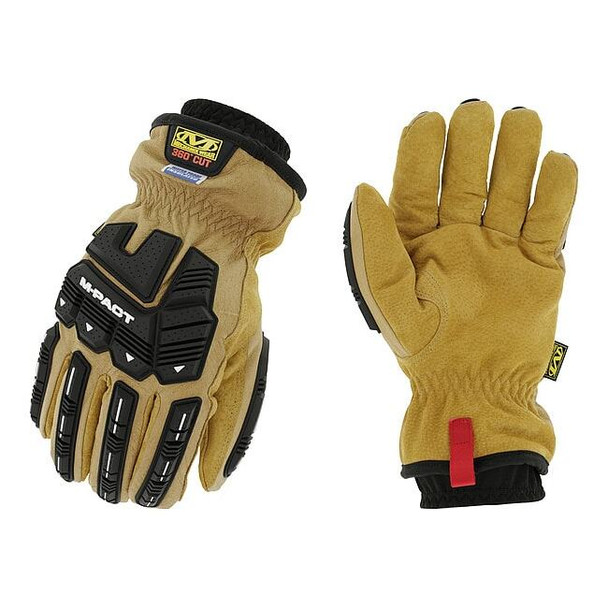 Winter Work Gloves, Knit Cuff, Keystone Thumb, Tan / Tan; Black