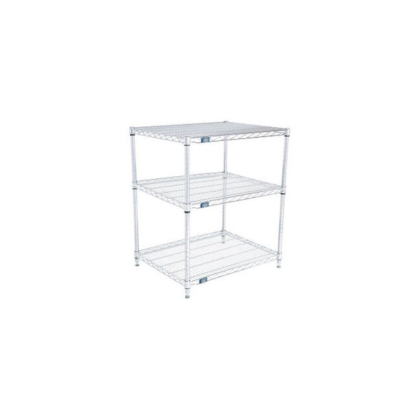 Nexel 3 Shelf Stainless Steel Wire Shelving Unit Starter 30""W x 21""D x 34""H