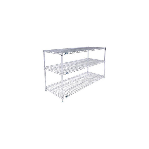Nexel 3 Shelf Stainless Steel Wire Shelving Unit Starter 60""W x 21""D x 34""H