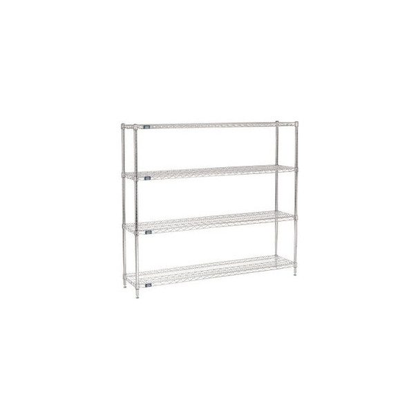 Nexel 4 Shelf Chrome Wire Shelving Unit Starter 60""W x 12""D x 54""H