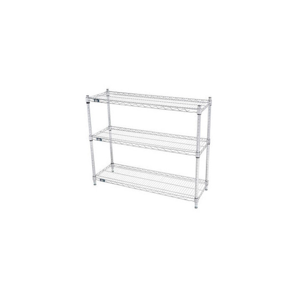 Nexel 3 Shelf Stainless Steel Wire Shelving Unit Starter 42""W x 18""D x 34""H