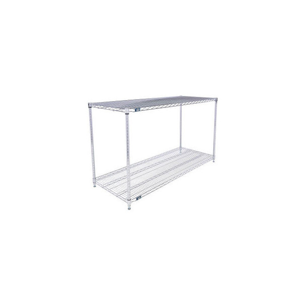 Nexel 2 Shelf Stainless Steel Wire Shelving Unit Starter 60""W x 21""D x 34""H