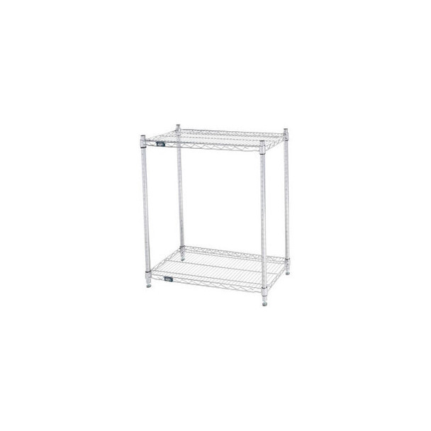 Nexel 2 Shelf Stainless Steel Wire Shelving Unit Starter 30""W x 18""D x 34""H