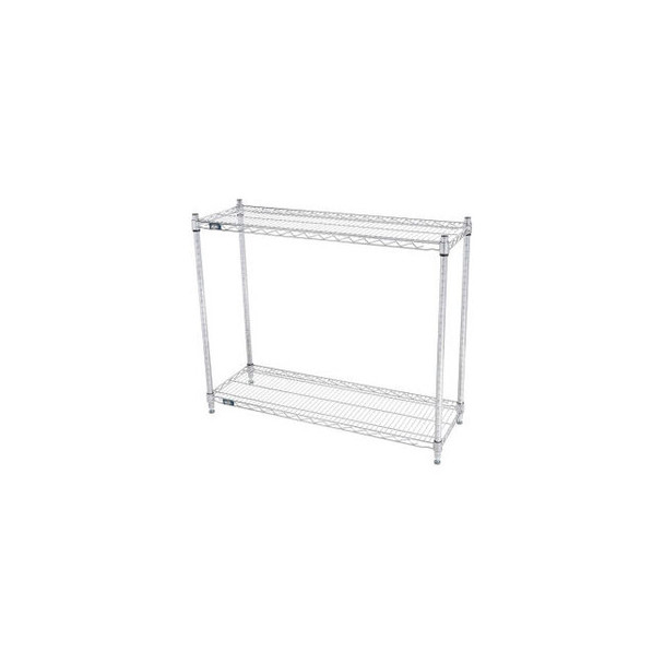 Nexel 2 Shelf Stainless Steel Wire Shelving Unit Starter 42""W x 18""D x 34""H