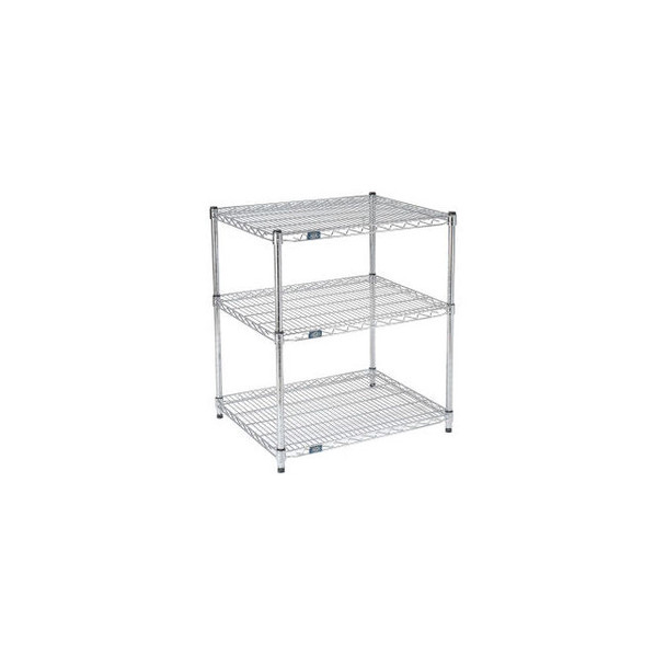 Nexel 3 Shelf Chrome ESD Wire Shelving Unit Starter 72""W x 12""D x 34""H