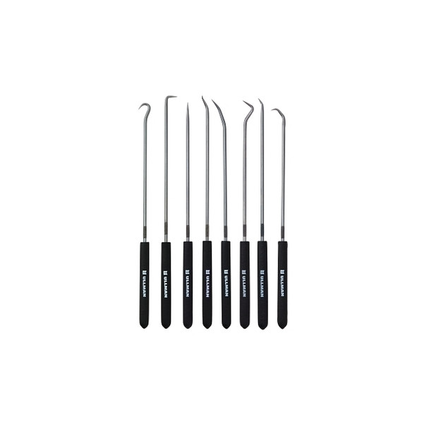 8-Pc Hook and Pick Set, High Carbon Steel, Rubber Handles, 9-3/4 in L, Nylon Pouch