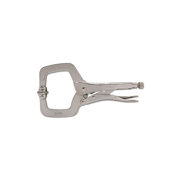 Locking C-Clamp, Swivel Pads, Locking Grip, 11 in Long