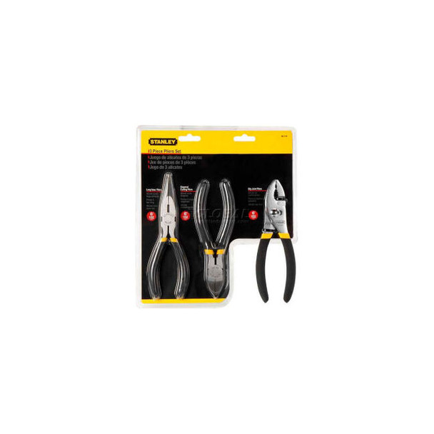 Stanley 84-114 3 Piece Basic Plier Set (Long Nose Slip Joint Diagonal)