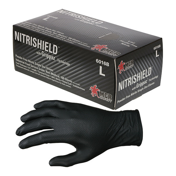 MCR Safety® NitriShield® Grippaz™ Disposable Nitrile Gloves, Powder-Free, 6 mil
