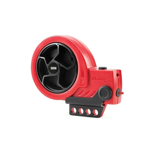 Cable Lockout Device with Steel Core Cable, Retractable, 1/8 in D x 9 ft, Red