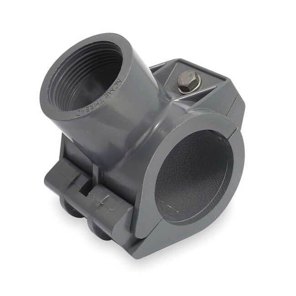 PVC Tee with Saddle Tap, Female Acme, 2 in x 1 1/2 in Pipe Size