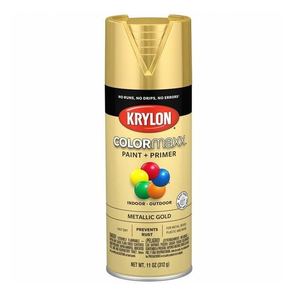 Krylon Spray Paint, Metallic Gold, Not Applicable, Solvent, 11 oz K05588007