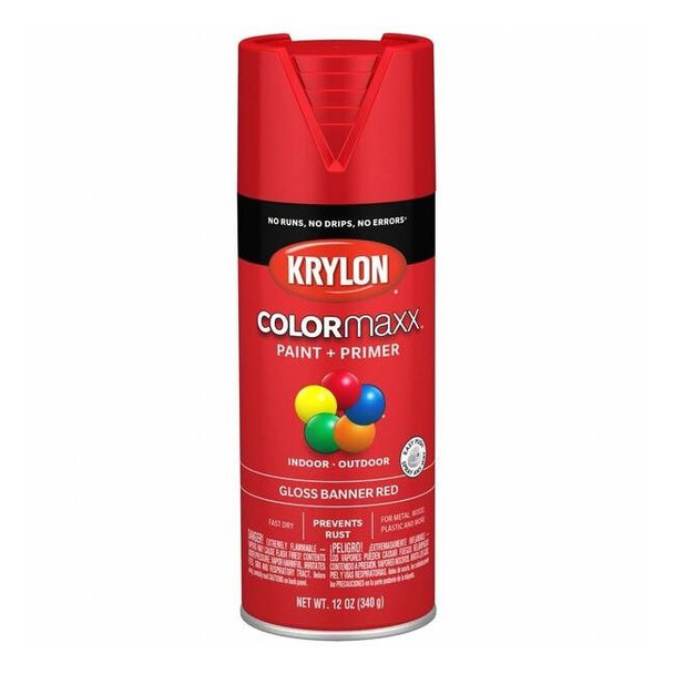 Krylon Spray Paint, Red, Gloss, Solvent, 12 oz K05503007