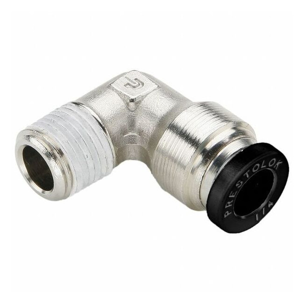 Parker Push-to-Connect Elbow, Brass, Silver W169PLPNS-6-8