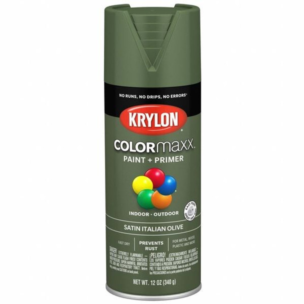 Colormaxx Spray Paint, Italian Olive, Satin, Solvent, 12 oz K05566007