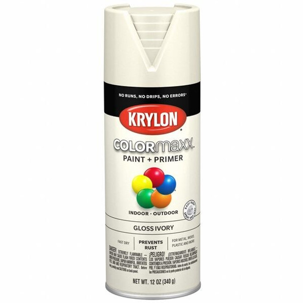 Colormaxx Spray Paint, Ivory, Gloss, Solvent, 12 oz K05524007