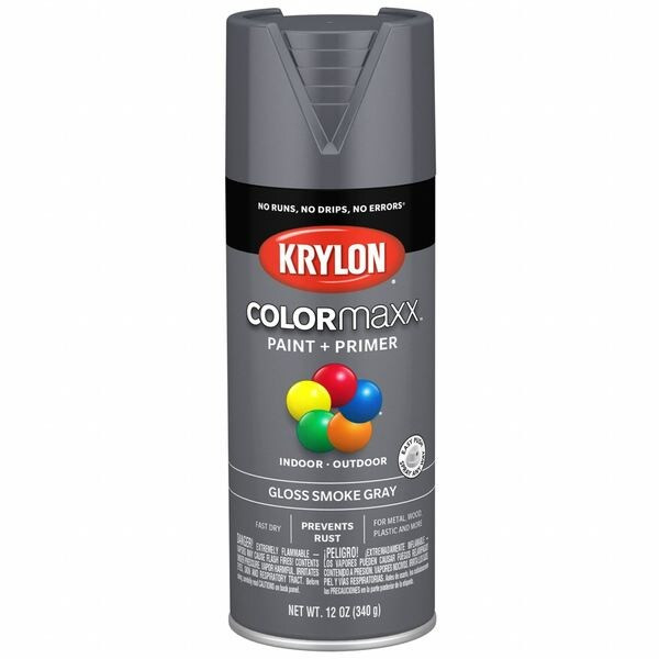 Colormaxx Spray Paint, Smoke Gray, Gloss, Solvent, 12 oz K05539007