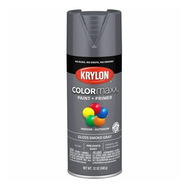 Krylon Spray Paint, Smoke Gray, Gloss, Solvent, 12 oz K05539007