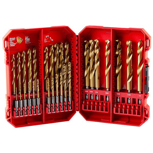 29 pc. SHOCKWAVE Impact Duty RED HELIX Titanium Drill Bit Set