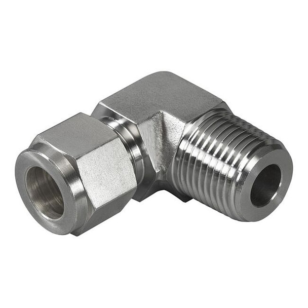 Brennan Industries Elbow, SS, Comp. 1/4 in, MNPT 3/8 in N2501-04-04-SS