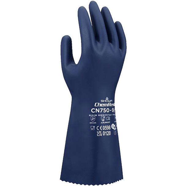 Showa Chemical-Resistant Gloves,Blue,S/7,PR CN750S-07 Showa Chemical-Resistant Gloves,Blue,S/7,PR CN750S-07