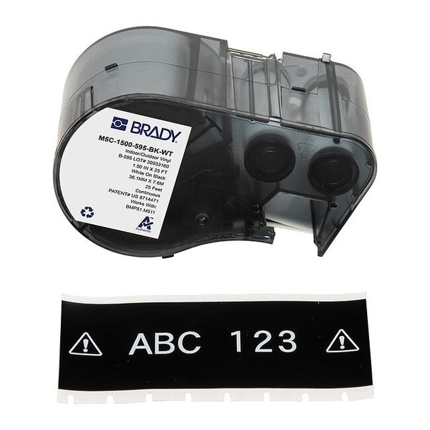 Brady Label/Ribbon Cartridge, Black, 1-1, 2 in W M5C-1500-595-BK-WT