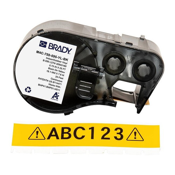 Brady Label/Ribbon Cartridge, Yellow, 3/4 in W M4C-750-595-YL-BK