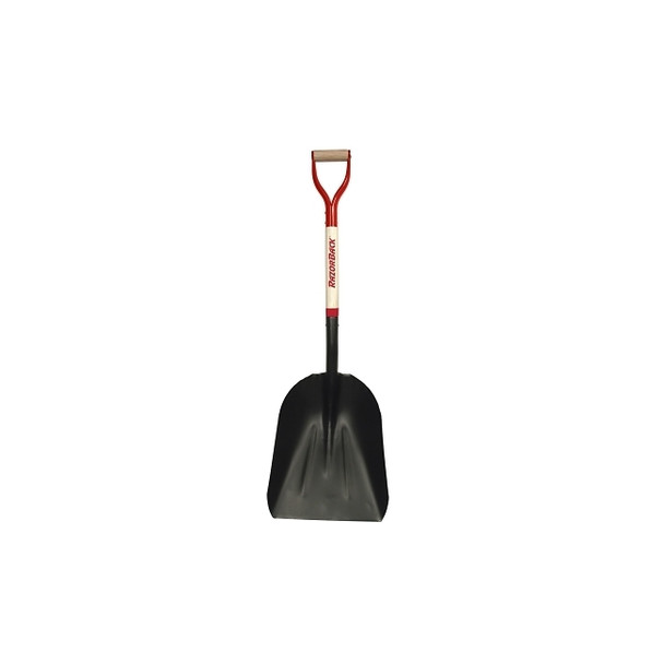 Steel Scoops, 17 in x 14 in Blade, 27 in White Ash Steel D-Grip Handle