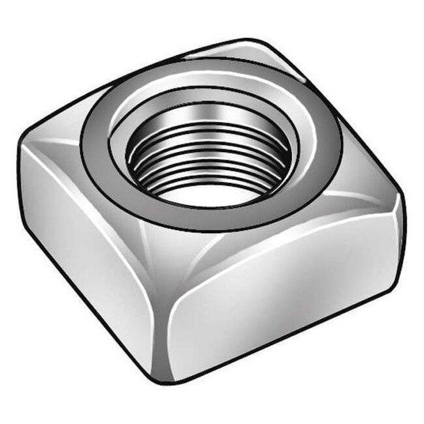 1/2"-13 Stainless Steel Plain Finish Square Nut - Regular, 10 pk.