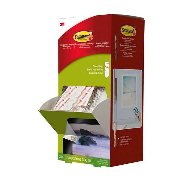 Command Small Poster Strip,White,Foam,PK100 17024CABPK
