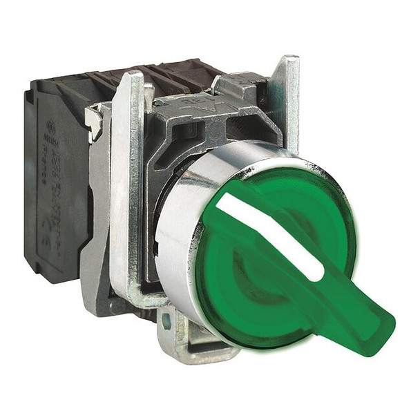 Schneider Electric SelectorSwitch,Illum,2Pos,22mm,Green XB4BK123G5