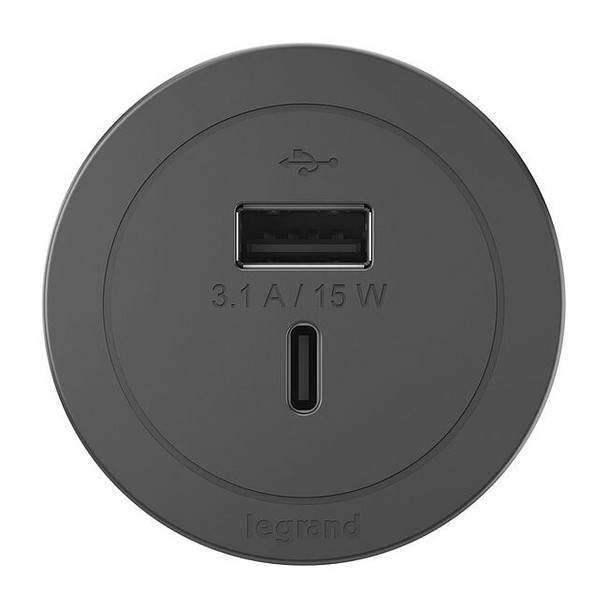 Legrand FurniturePowerOutlet,Black,0Outlet,10ft RFPCUAUC-BK10