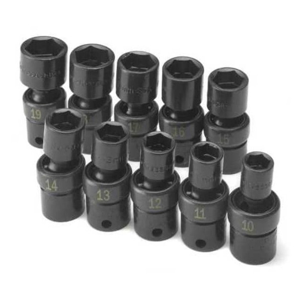 3/8" Drive Impact Socket Set Metric 10 Pieces 10 to 19 mm , Black Phosphate