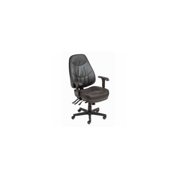 Interion Office Chair With High Back & Adjustable Arms Leather Black