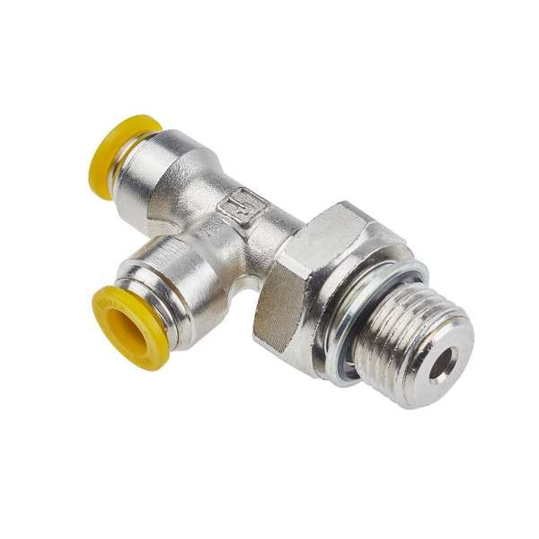 Parker Metric Metal Push-to-Connect Fitting, Brass, Silver 171PLP-12M-6G
