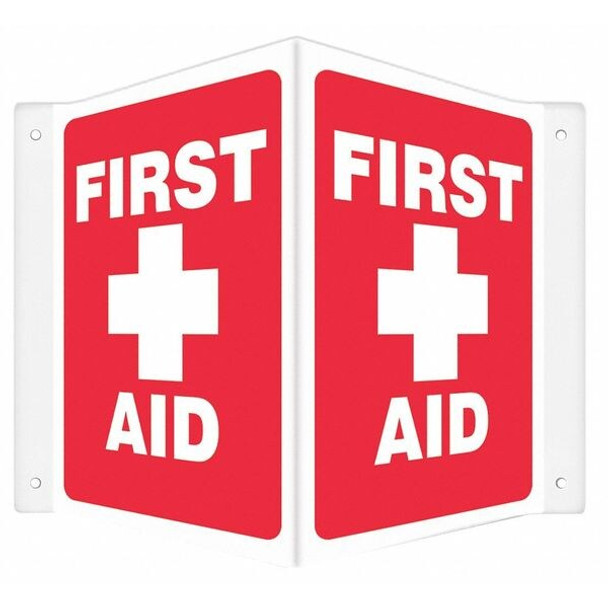 Condor FIRST AID, 14 in W x 12 in H, V-Shape Projection, PETG, 480Y31 480Y31