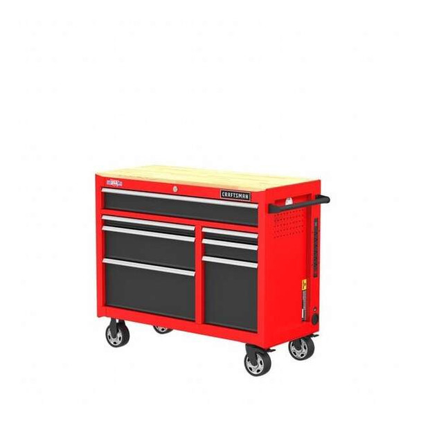 S2000 Workstation, 7 Drawer, Black/Red, Steel, Wood, 41 in W x 18 in D x 34 in H