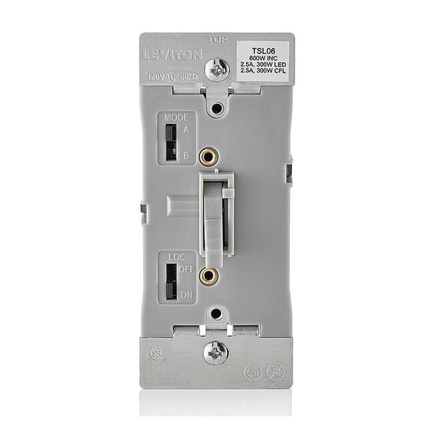 Leviton Universal Dimmer,1-Pole/3-Way,Gray TSL06-1LG