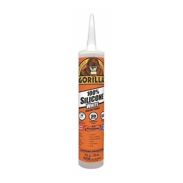 Gorilla Glue Silicone Sealant, 10 oz, Cartridge, White, Silicone Base 108318