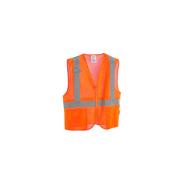 Global Industrial Class 2 Hi-Vis Safety Vest 2 Pockets Mesh Orange L/XL