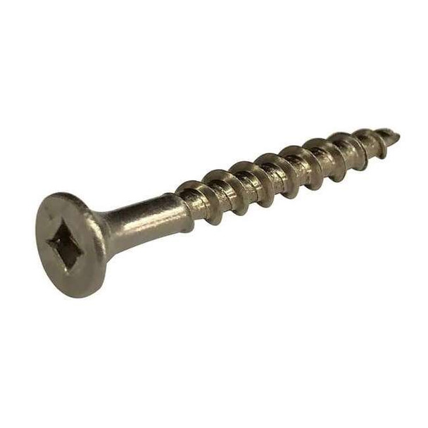Deck Screw, #10 x 2-1/2 in, 18-8 Stainless Steel, Flat Head, Square Drive, 25 PK