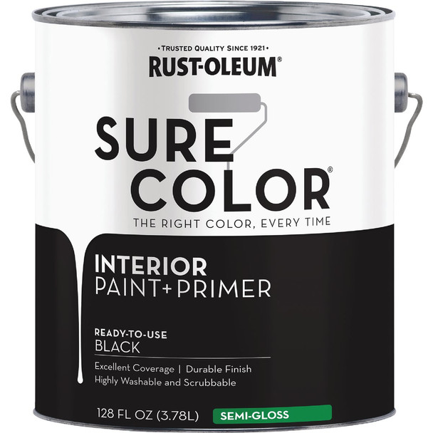 Rust-Oleum Sure Color Semi-Gloss Black Interior Wall Paint and Primer, Gallon