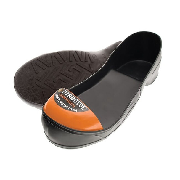 Toe Cap Overshoes, Composite Toe, 3 in Height, Ribbed Sole, Black, Orange, XXL