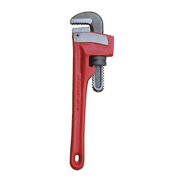Westward 10 in L 1 1/2 in Cap. Cast Iron Straight Pipe Wrench 6ATY7
