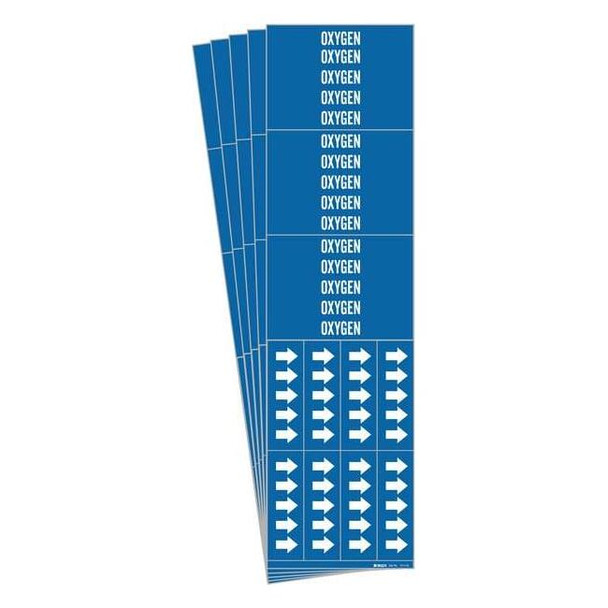Brady Pipe Marker, Adhesive, White, Oxygen, PK5, 7211-3C-PK 7211-3C-PK